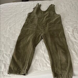 Free People Olive Green Utility Jumpsuit